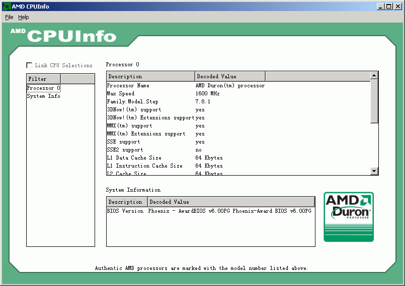 AMD CPUInfo处理器检测工具 v3.0.1.0036