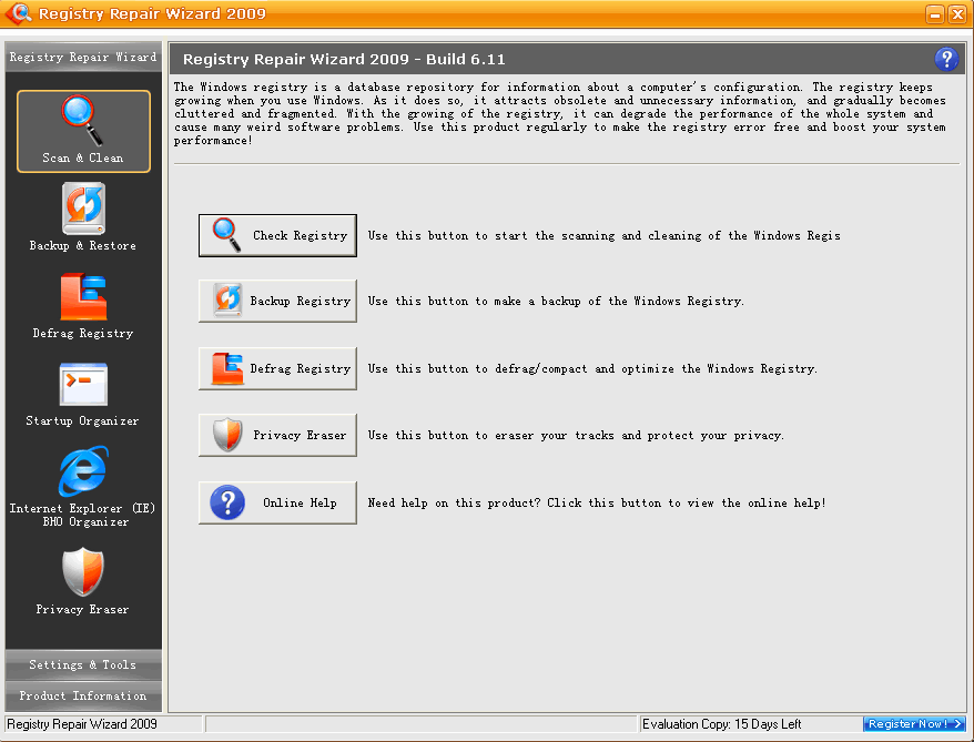 Registry Repair Wizard 2011 Build 6.64