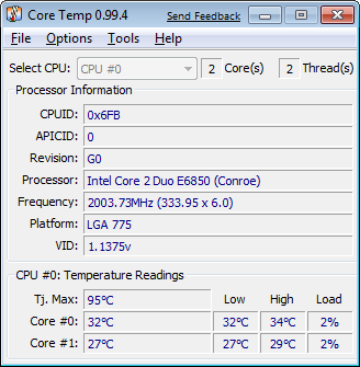 Core Temp(CPU数字温度传感器) v1.15.5