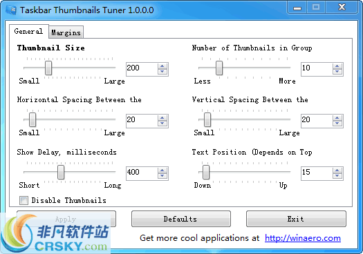 Taskbar Thumbnails Tuner v1.0.0.4