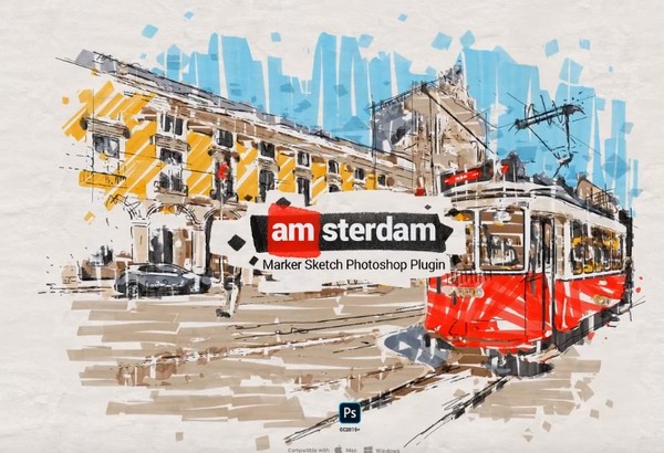 Marker Sketch Toolkit(PS一键生成素描水彩效果插件) v1.4