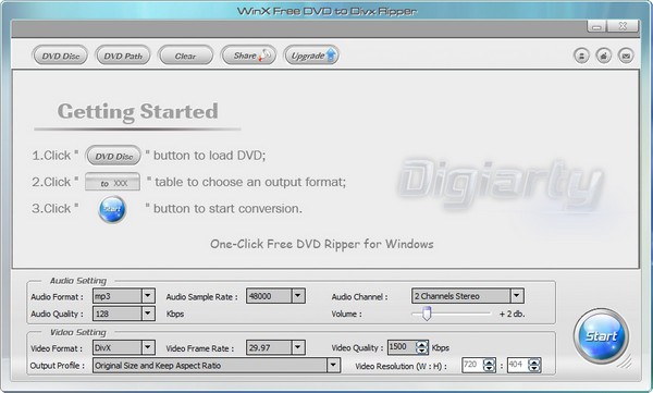 WinX Free DVD to DivX Ripper v3.1.17.4