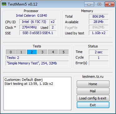 TestMem5(内存测试程序) v0.17