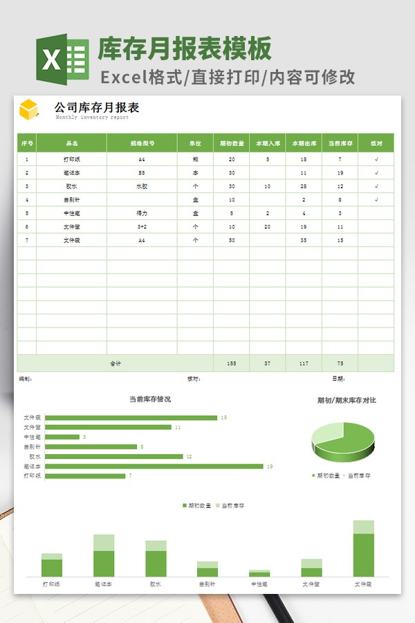 库存月报表模板 v3.17