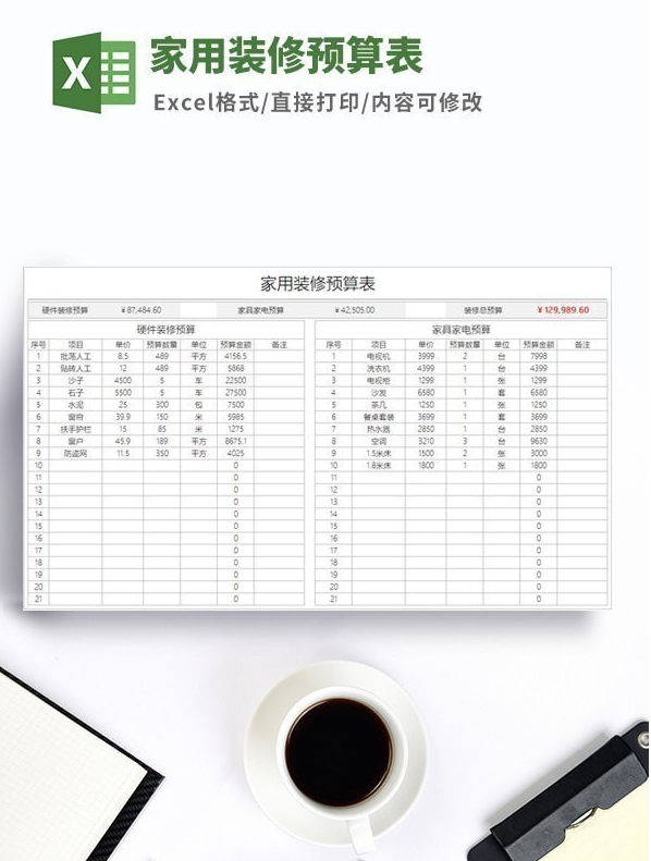 家用装修预算表 v2.68