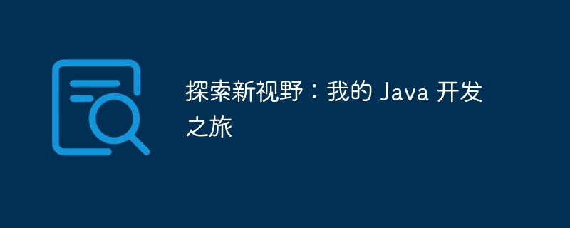 探索新视野：我的 Java 开发之旅